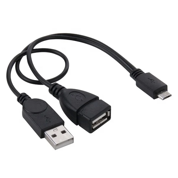 MICRO USB TO USB 2.0 MALE and USB 2.0 FEMALE HOST OTG CONVERTER ADAPTER CABLE, LENGTH: ABOUT 30CM (BLACK)
