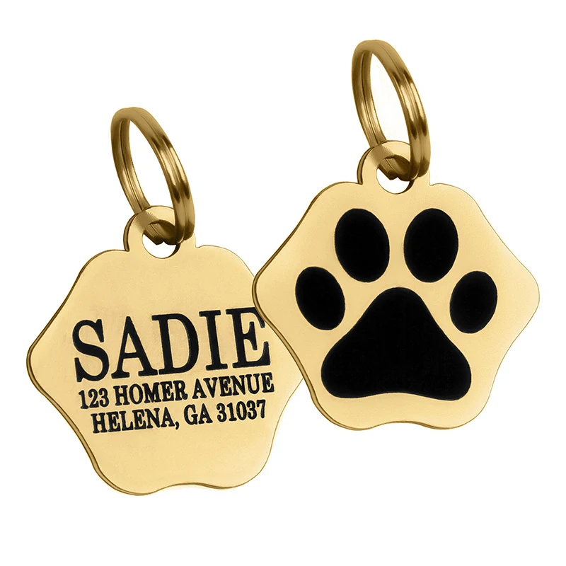 customization stainless steel engraved hart shape dog cat tags chain pet name tags necklace