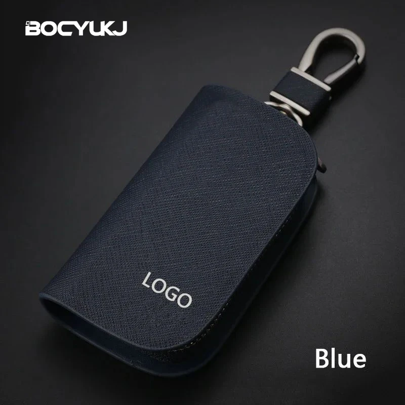 Leather Car Key Case Universal Keychain For BMW Mercedes Audi VW Bentley Toyota Honda Hyundai MG Key Cover Protector Accessories