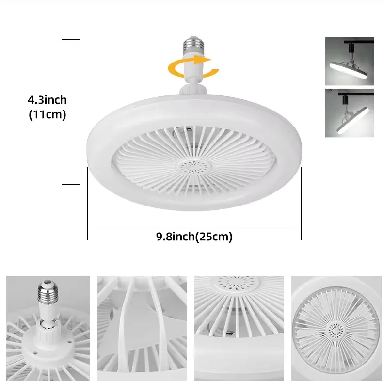 Modern E27 Head Type with Remote Control Smart Dimming Led Ceiling Lights Fan Lamp For Living Room