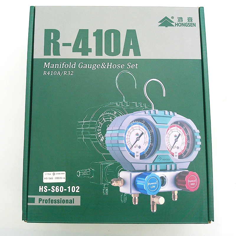 Двухходовой манометр для HS-S60-102 модели R410a R32 с зарядным шлангом Hongsen.