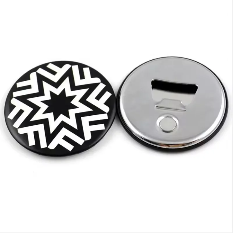 OEM Magnetic bottle opener fridge magnet / circle tinplate bottle opener