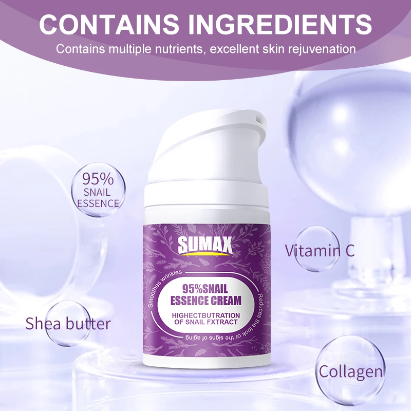 Sumax Private Label Anti Aging Snail Cream With Collagen Vitamin E For Women Skin Care