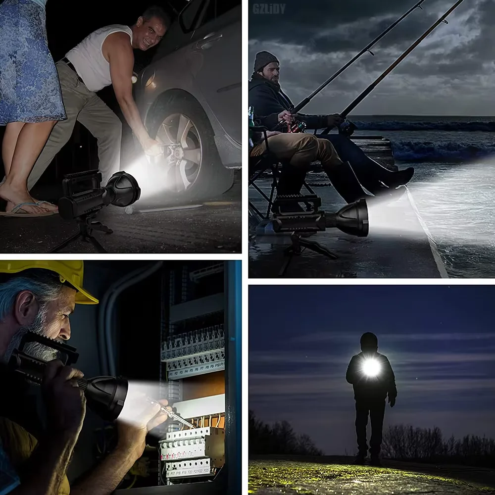High power waterproof Torch Waterproof Fishing Lantern USB Rechargeable Spotlight Searchlight Lamp LED Flashlights