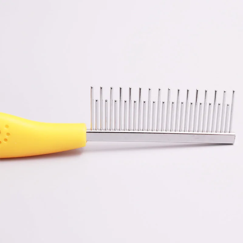 Manufacture Wholesale Footprint Non-slip Handle Pet Comb Stainless Steel Dog Row Comb Flat Tooth Cat Comb