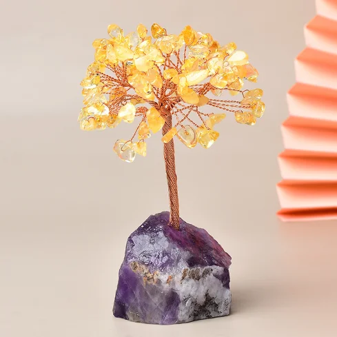 Healing Amethyst Base Chakra Gemstone Tree for Energy Healing Feng Shui Fortune Good Luck Wealth & Prosperity