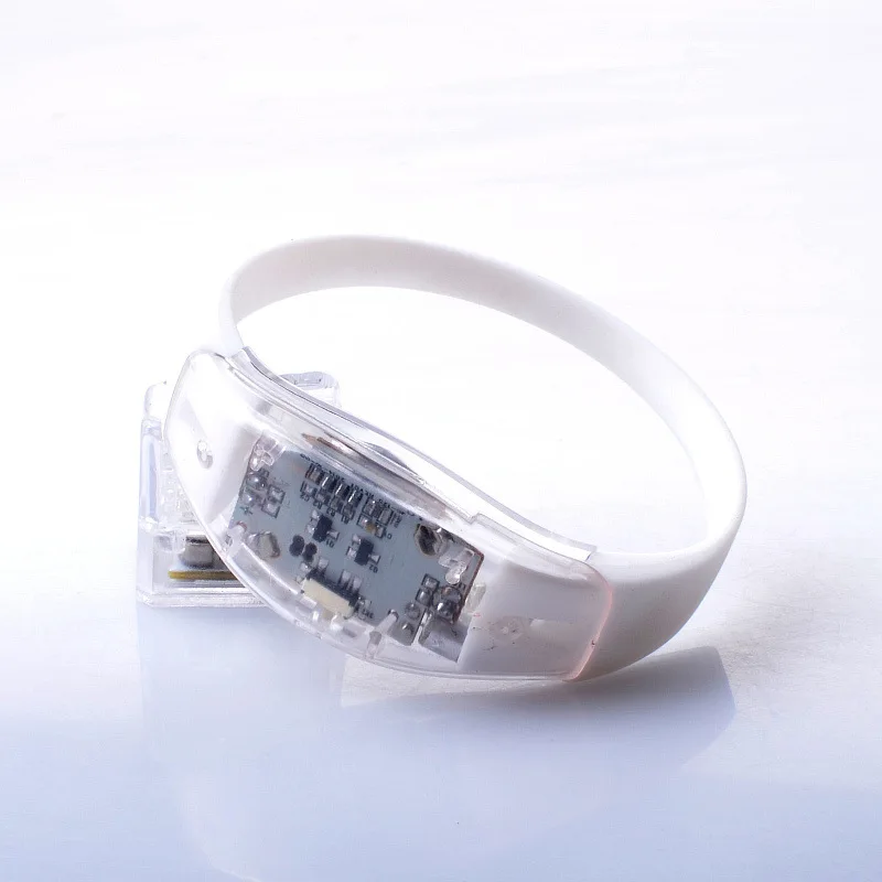Event Party Supplies Sound Activated Voice Vibration Control Silicone Flashing Light Pulseras Led Bracelet With Custom Printing