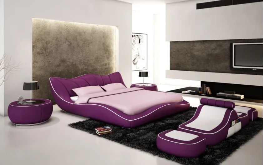 Up-holstered Furniture Bedroom Set Single Double Bed Luxury Lit Complet Cama Italian Bed