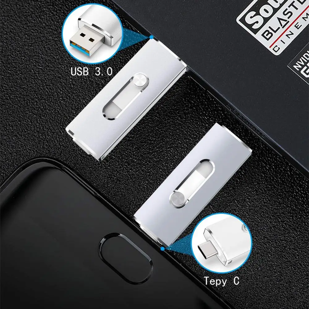 
64GB OTG Slide USB 3.0 Flash Drive U Disk Storage for Type-C custom logo 