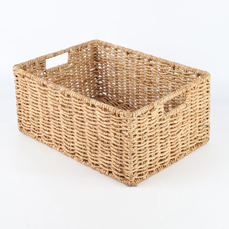 Rectangle storage basket set of 3 recycled paper rope basket hand woven basket for home organization