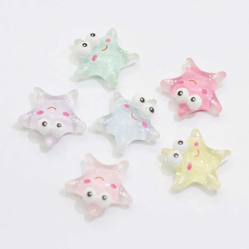 100pcs Colorful Kawaii Resin Simulation Small Starfish Crafts Flatback Cabochon Decorative For Phone Diy Accessories