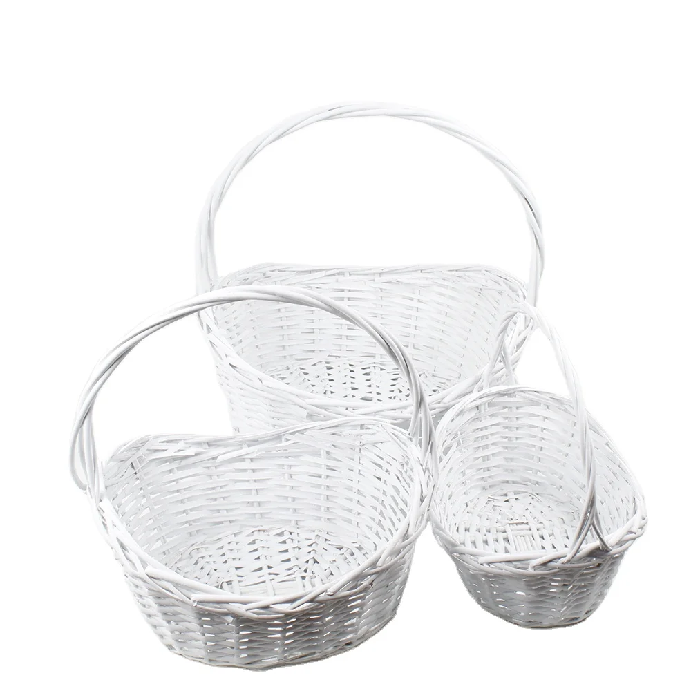 New wicker empty white gift hamper basket with decorating ideas in bulk bamboo with handle with apple  items fruit basket