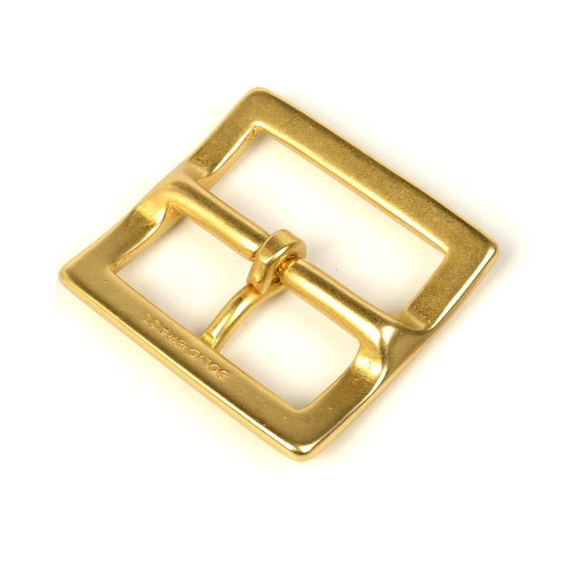 Carosung Wholesale Custom Solid Brass Single Prong Square Belt Buckle 40mm Copper Center Bar Pin Buckles