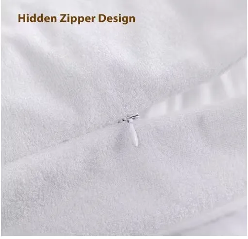 Luxury Waterproof Pillow Protector 100% Bamboo Terry Pillowcase Covers 2 Pack All Sizes T/F/Q/K Bedding