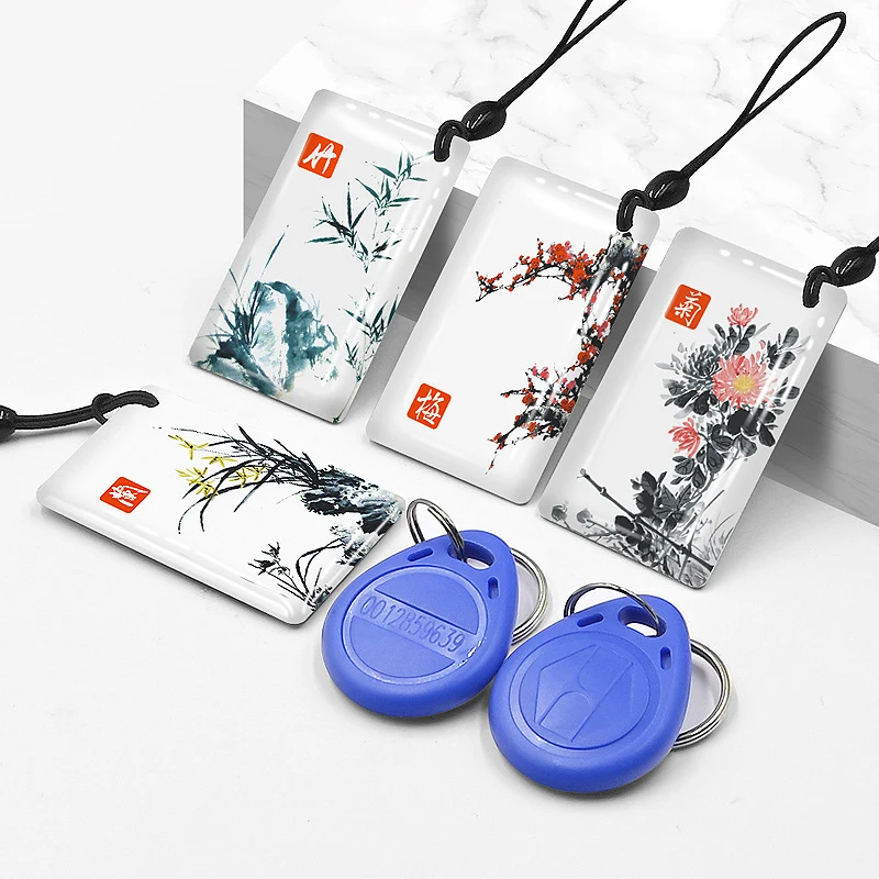 Custom Small Pendant  Rfid Nfc Keychains Rewritable Crystal Glue Epoxy Access Card