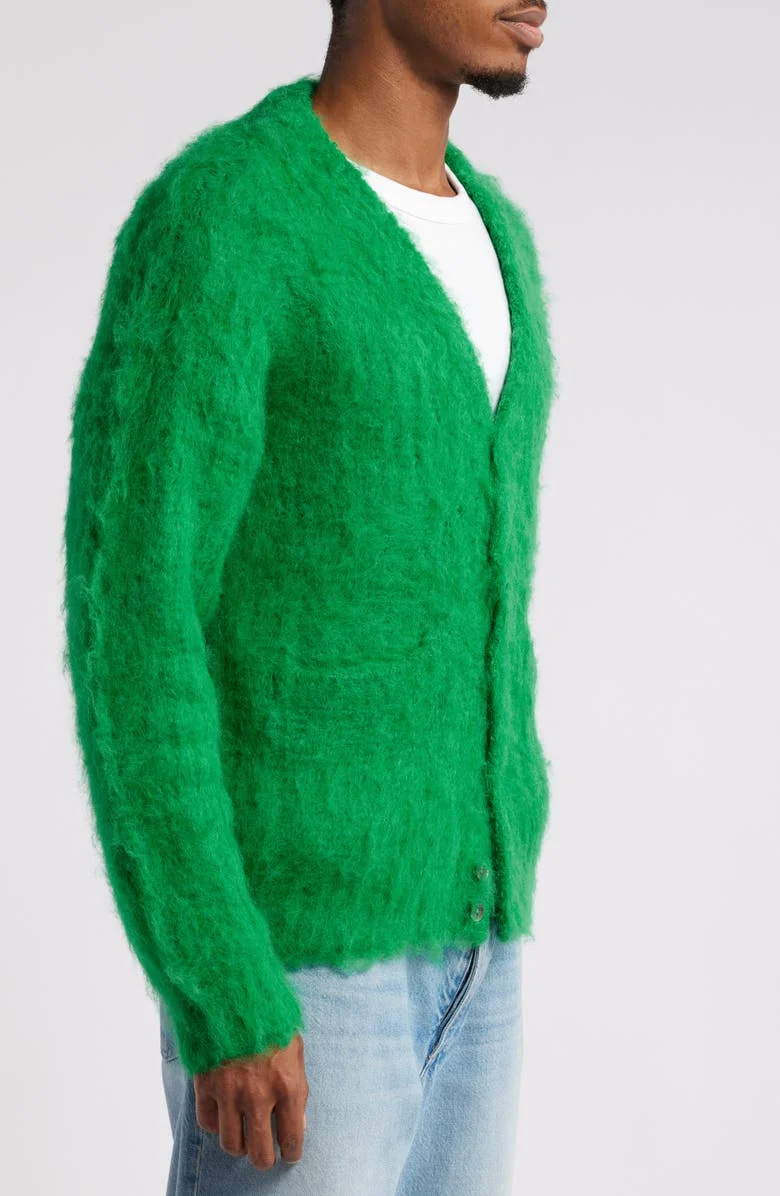 Custom LOGO Solid color mohair knit cardigan knit men sweater knitwear Long Sleeve Casual Warm High Quality Sweater Men