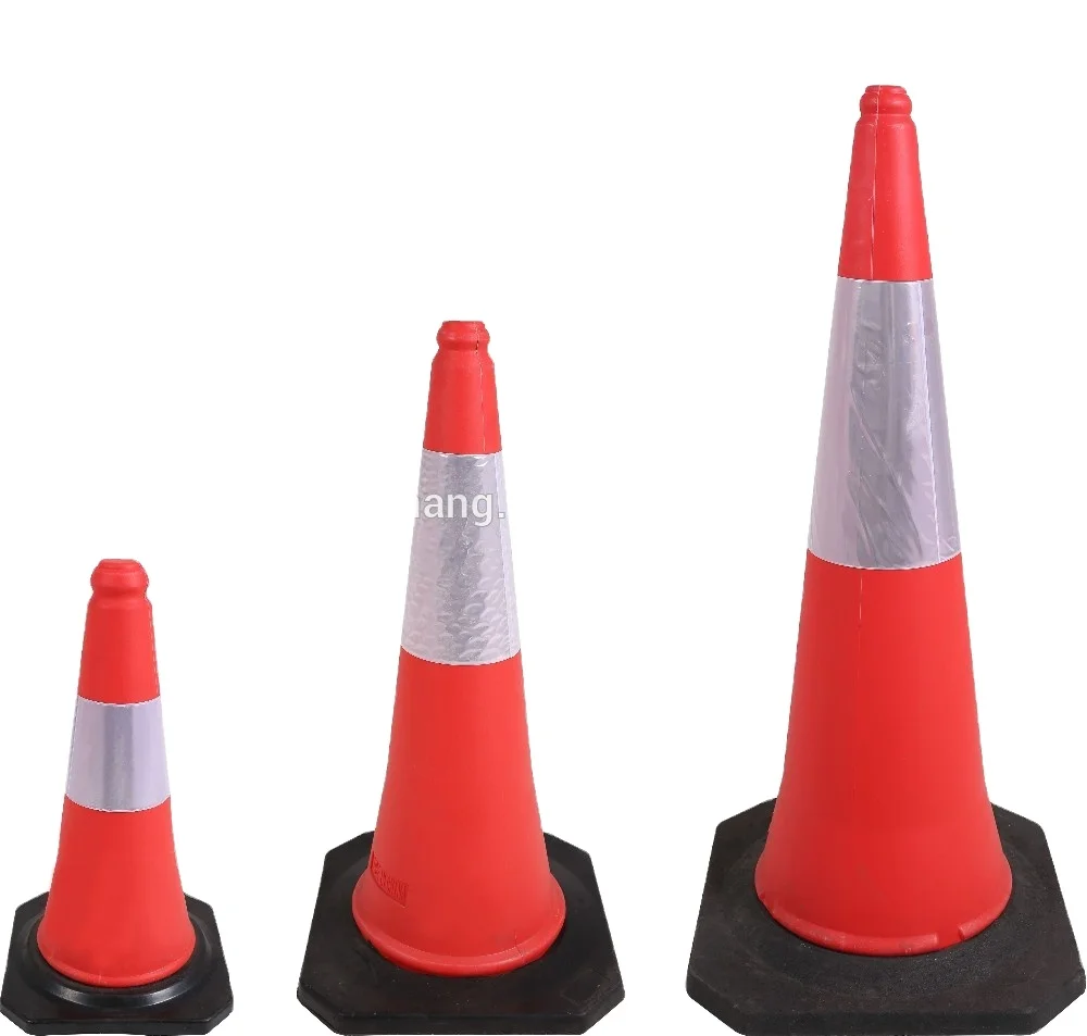 Red and White Reflective 75CM PE Rubber Road Traffic Cones For Sale