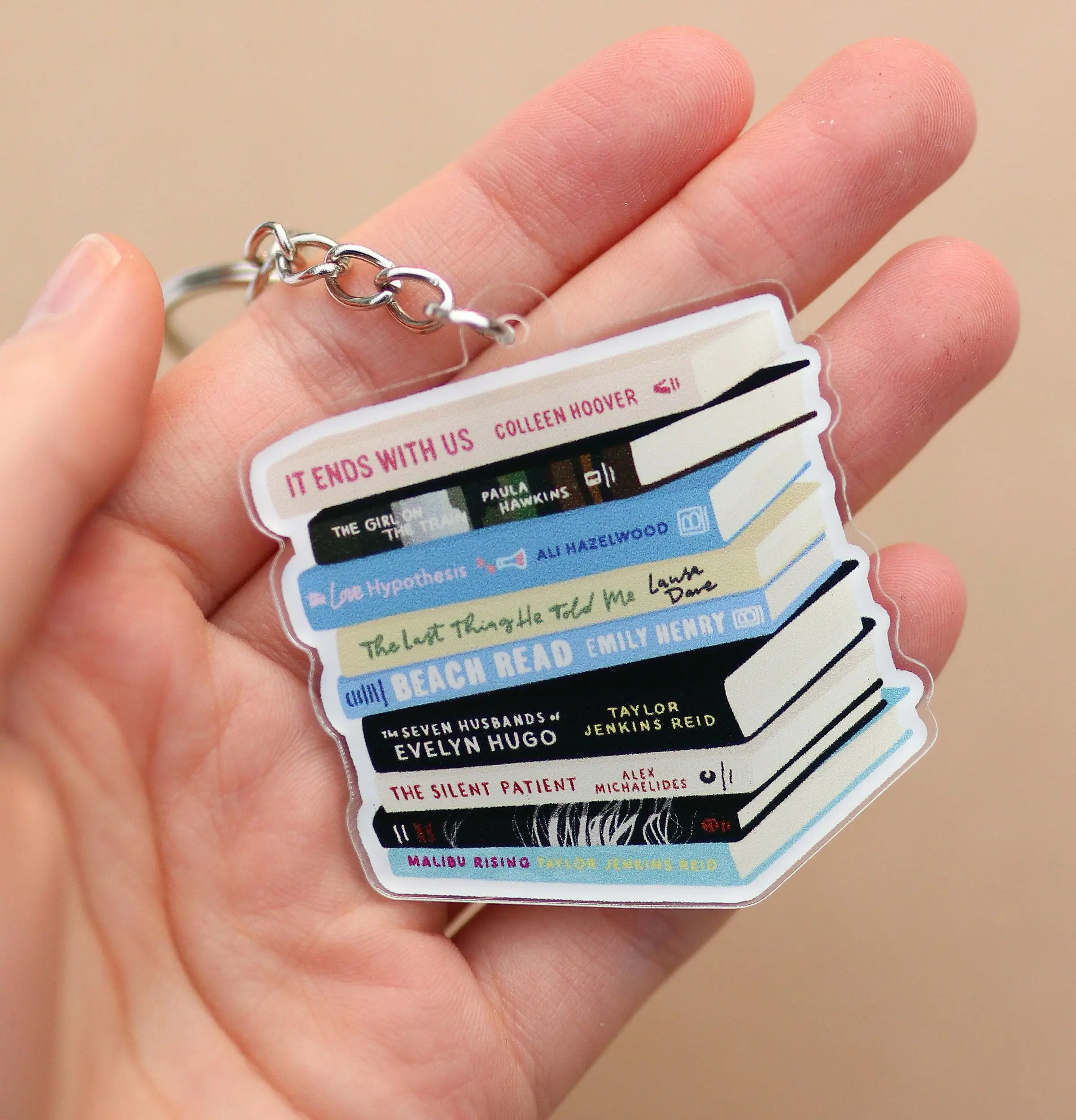 Book-stack Accessories Cute book lover Gift reader books booktok author inspired keychain Acrylic Keychains Keyrings