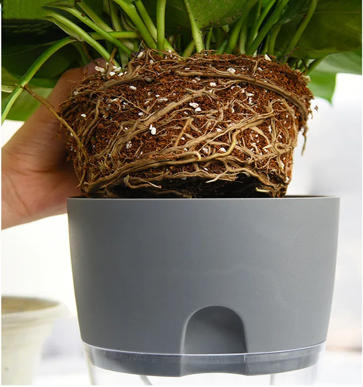 Lazy Flower Pots Self Watering Plastic Flower Pots Absorbent Cotton Rope Nursery Plant Pots For Flowers Succulent Plants Indoor