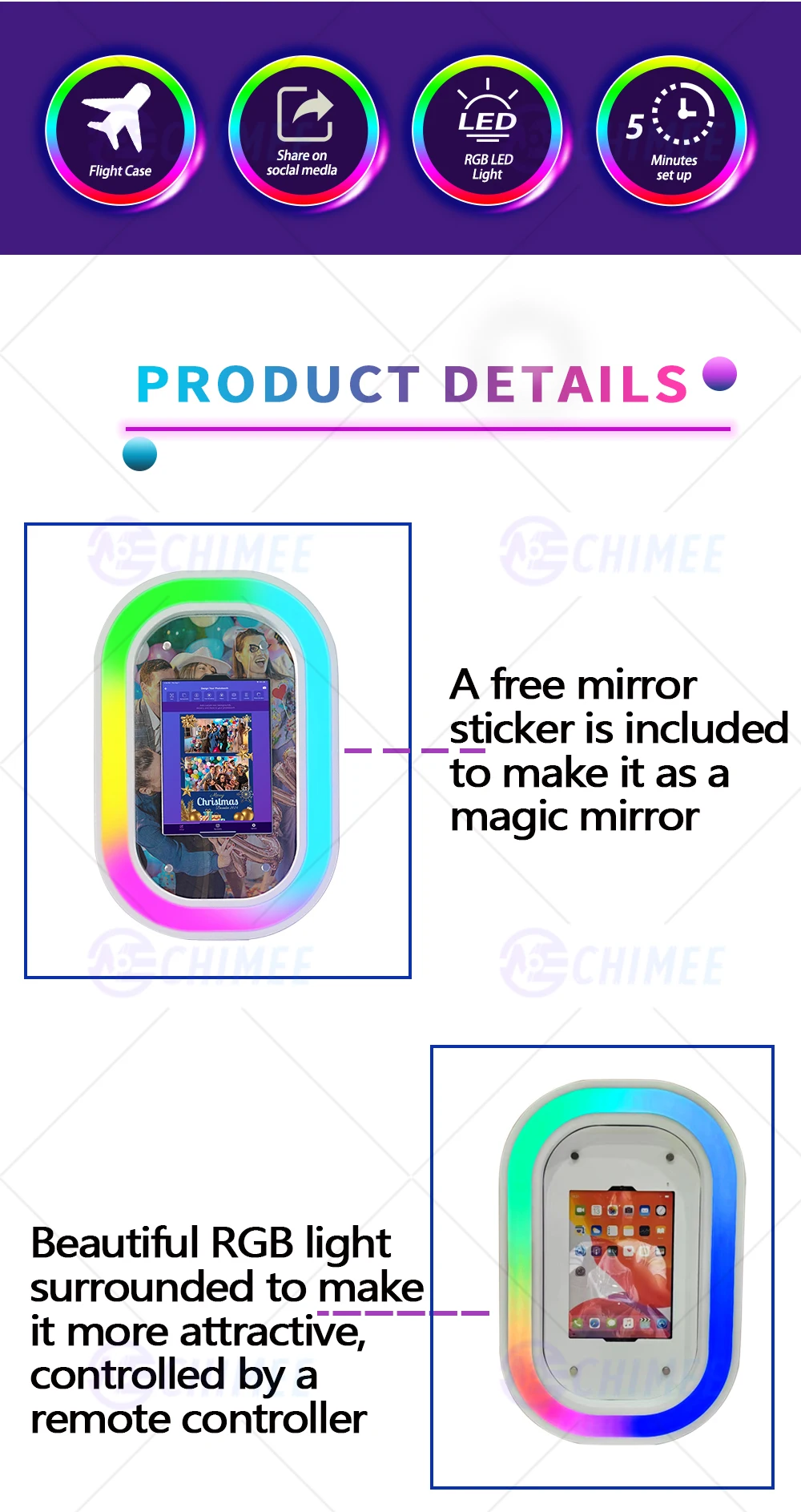 Элегантная фотобудка для маленьких свадеб: переносная оболочка iPad со светодиодной подсветкой 11/13 дюймов и поверхностный Pro - Personal Touch