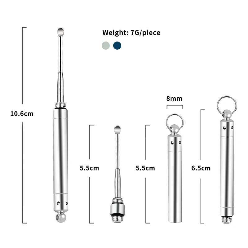 Hot Selling Single Head Aluminum Barrel Stainless Steel  Ear Spoon Ear Pick Tool Ear Curette