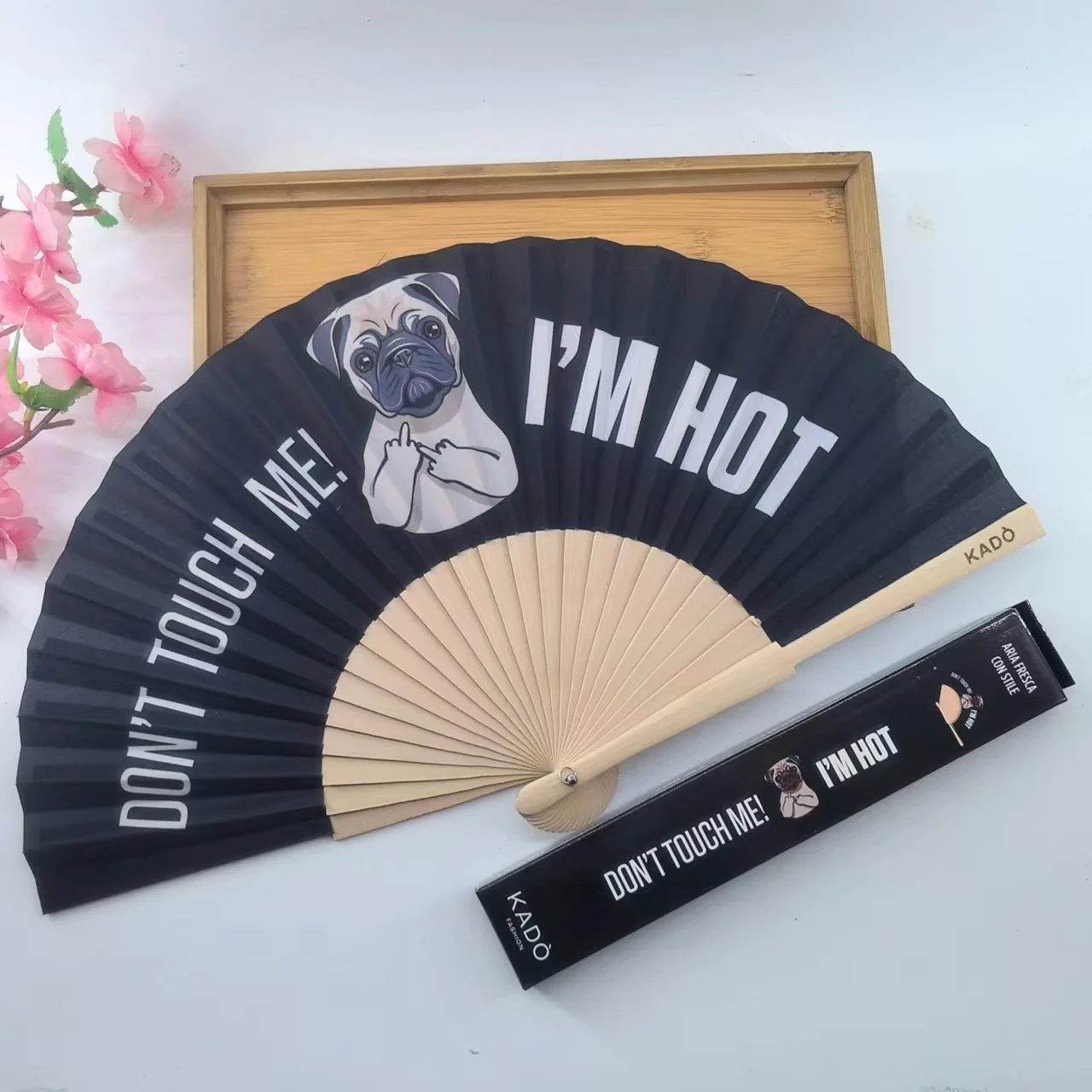 Wholesale Spanish Wedding Brand Promotion Custom Logo Print Folding Hand fan Wood Hand Held Fan Bulk Custom