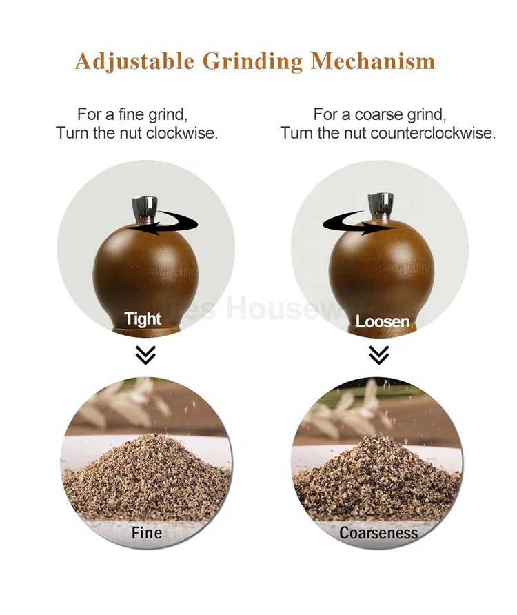 
Middle size Salt and pepper mill set wood 