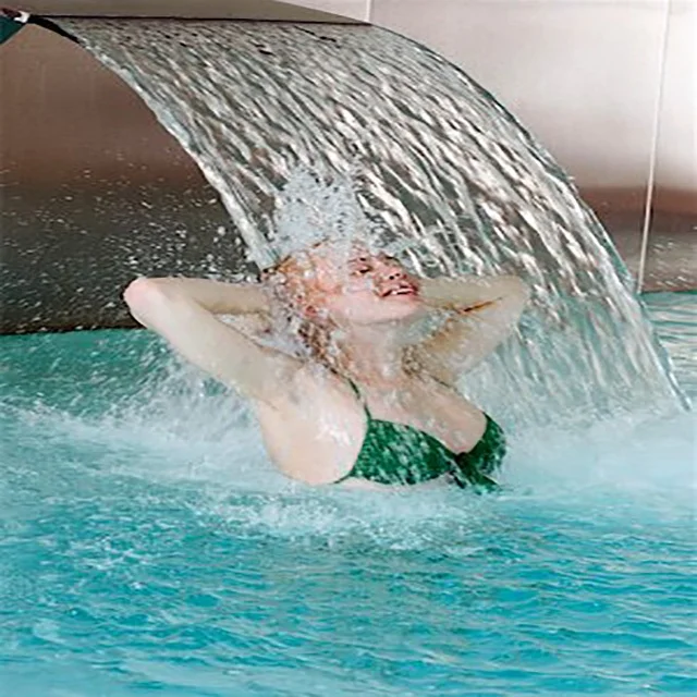 Swimming pool cheap spa accessories stainless steel waterfall with led light