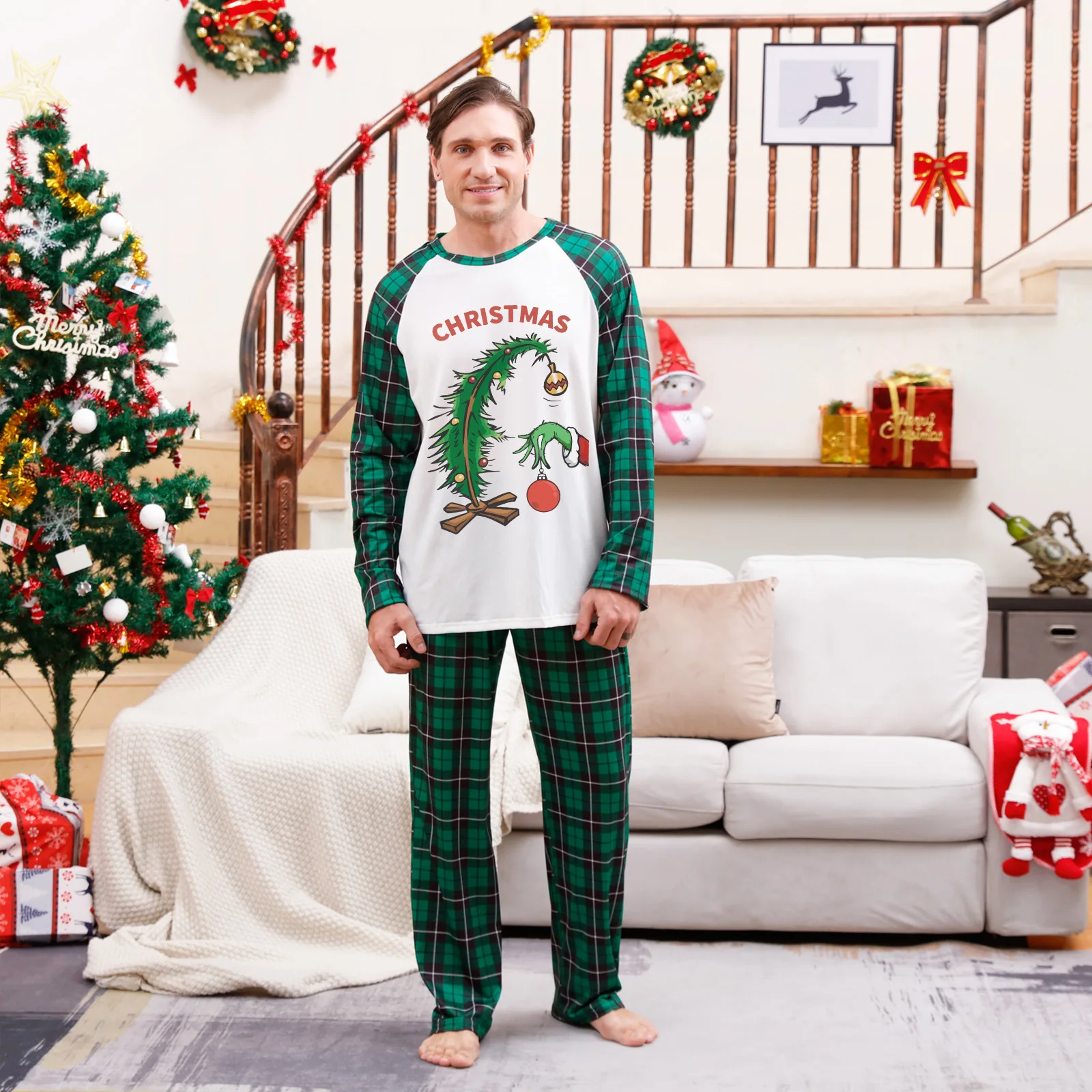Ins Christmas Popular Parents&Me Lounge Wear Casual Pajamas Sets 2pcs Family Matching Outfits