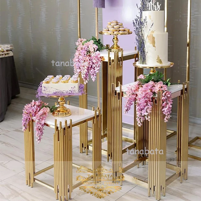 party rental used gold stainless steel wedding decoration flower stand