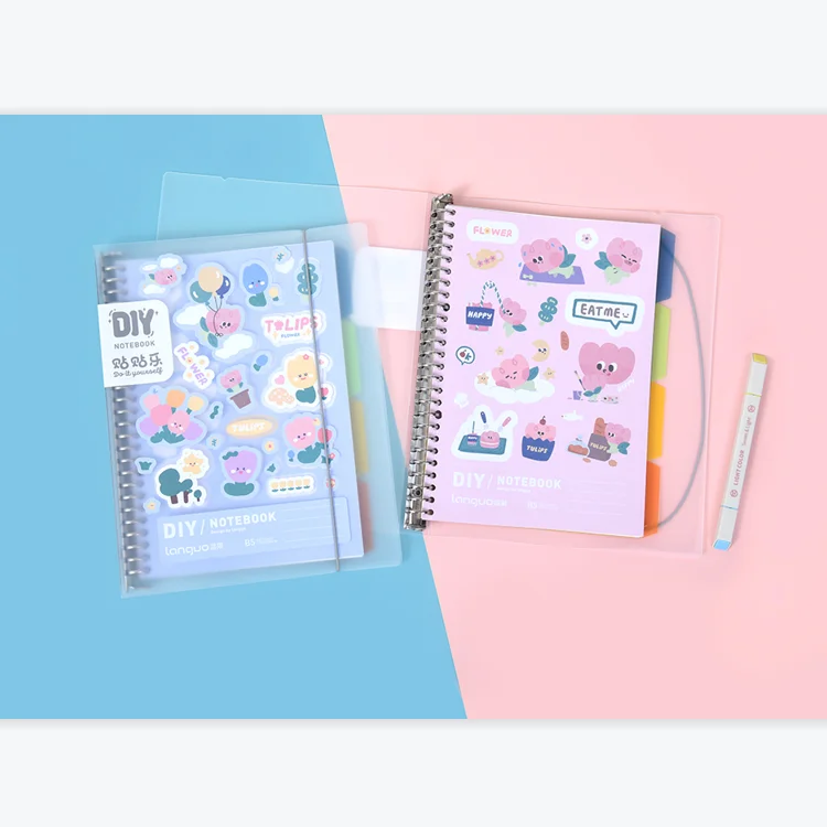 Fashion Stationery PP Cover Horizontal Line Green Plant B5 Lemon Duck  Spiral Notebook