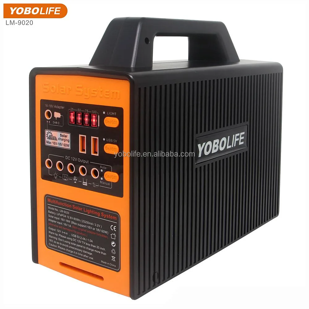 LM-9020 Solar Camping System Portable Solar Power Station 12V 80Wh Use DC Fan&TV Home Lighting Kits For Outdoor