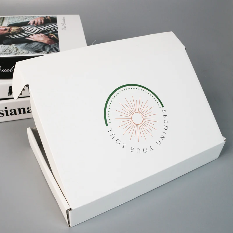 E - commerce custom printed logo self - sealed recycled white shipping box flute corrugated shipping carton