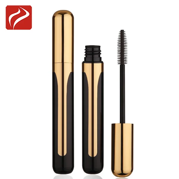 Square Black Aluminum Mascara Tube With Gold Cap Mascara Cases Cosmetic Packaging