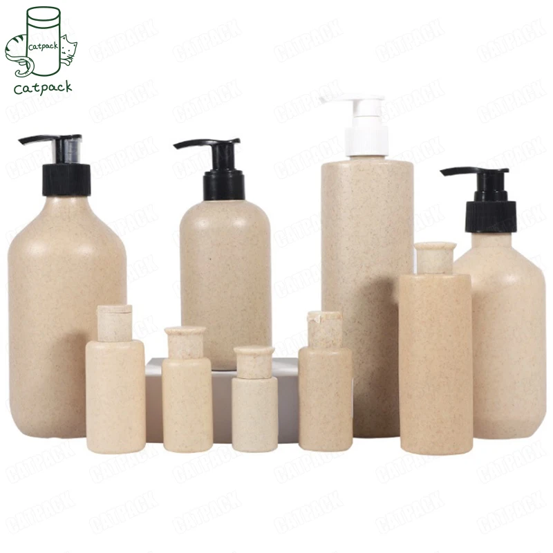 Biodegradable wheat straw plastic shampoo bottle Wheat Biodegradable cosmetic containers