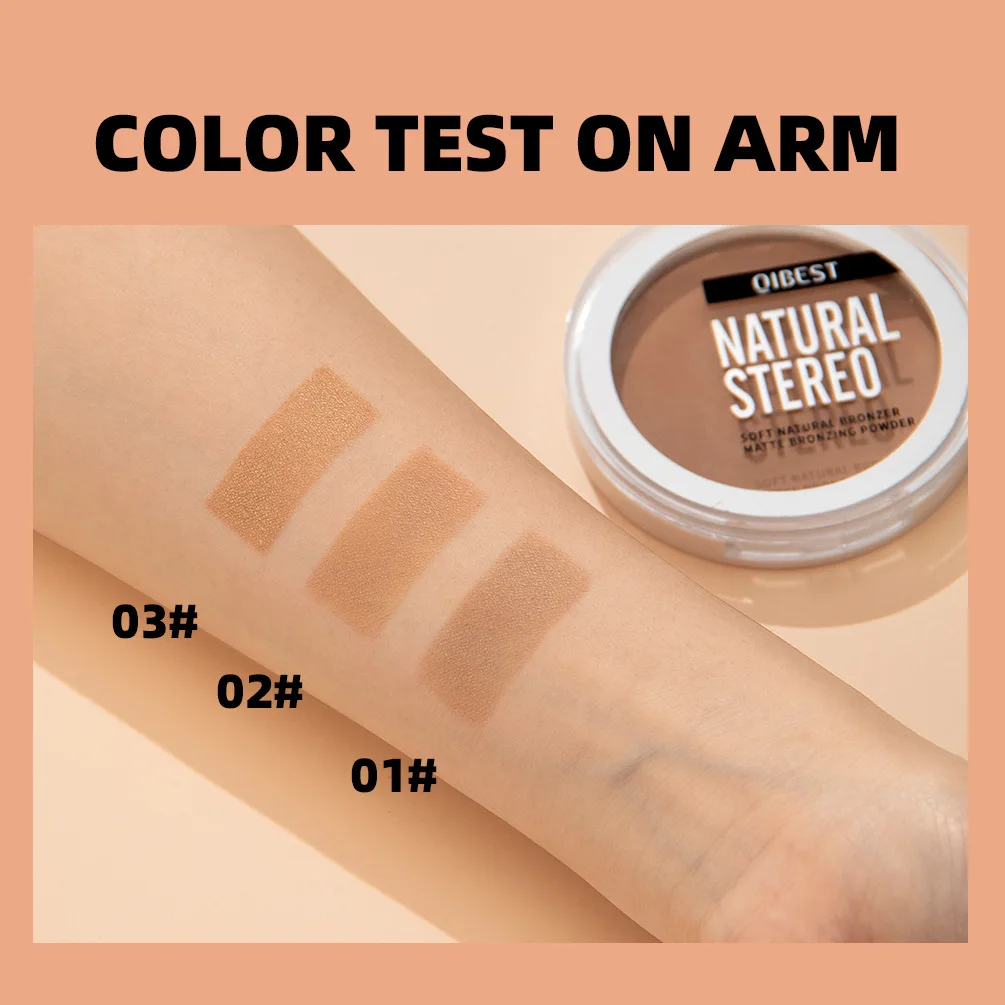 QIBEST Wholesale Matte Contour Powder Decorate Silhouette Bronzing Powder Nasal Shadow Bronze Powder
