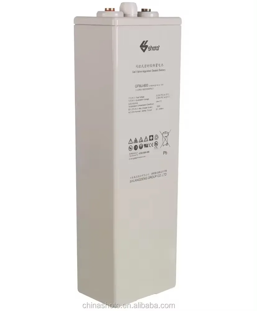 SHOTO GFMJ  VRLA Gel Battery GFMJ-600 Gel Battery Certification CE UL and  ISO 9001: 2008 and  GB/T 28001- 2011