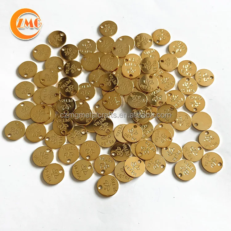 best selling custom-made logo engraved  genuine/real gold plated small metal necklace tags