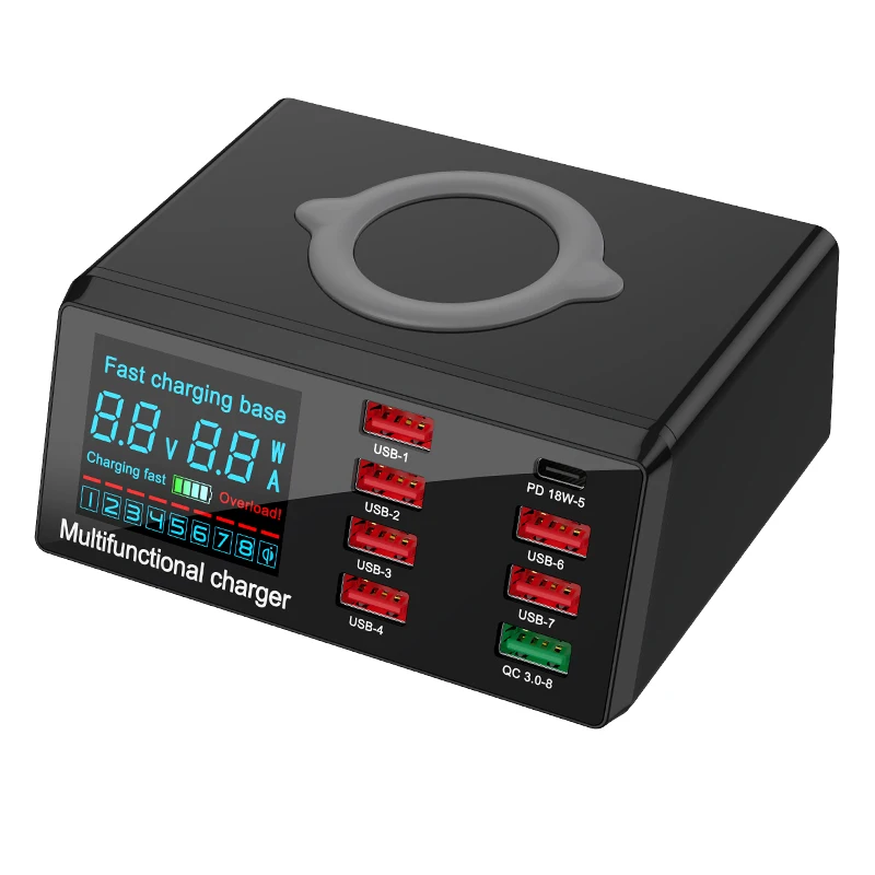  100W 8 портов USB Быстрое беспроводное зарядное устройство для IPhone 11 Pro Max QC 3 0 Быстрая зарядка с функцией PD EU/US/UK /AU