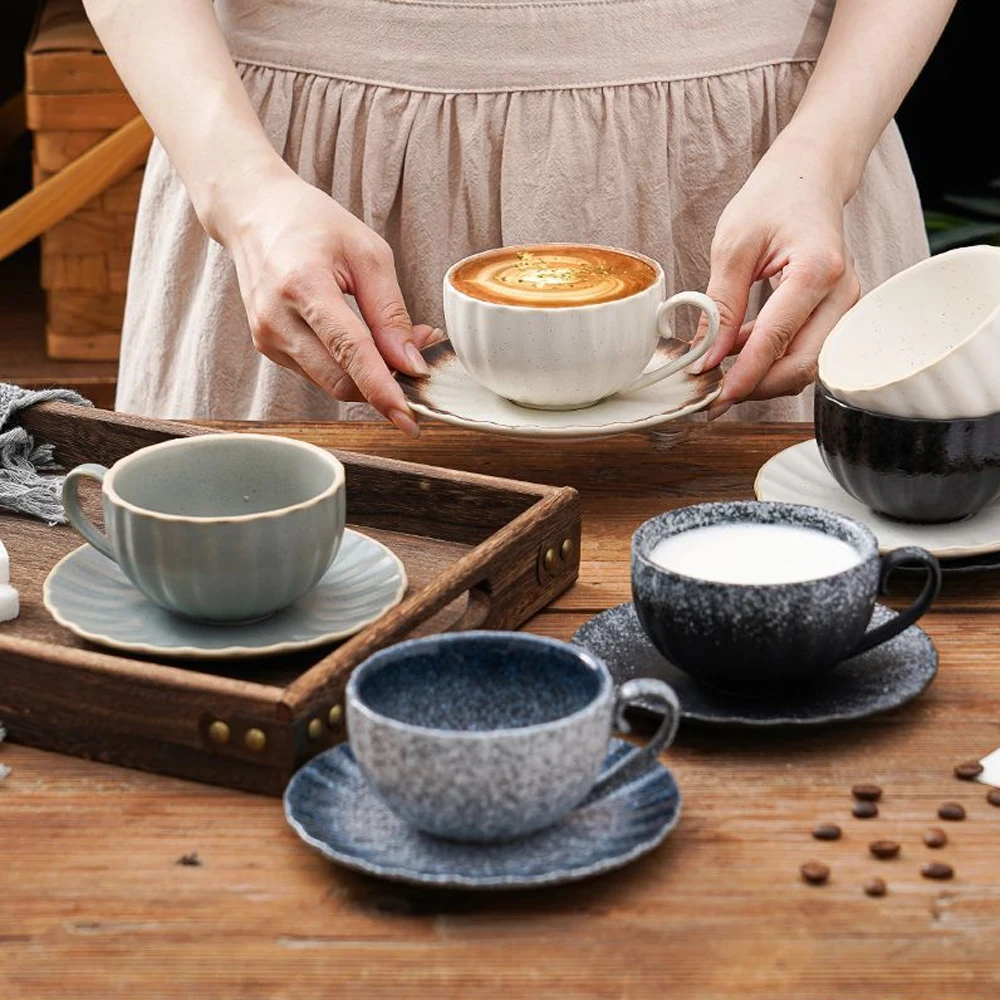 Wholesale Ceramic Vintage Mug Milk Mugs Teacup Japanese Style Latte Cup for Cappuccino Tea Mugs