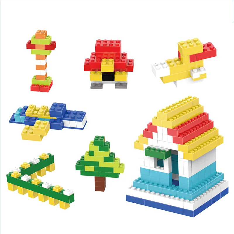 New product 1000pcs square block puzzle houses education colorful diy mini 3d building blocks cube toys for kids