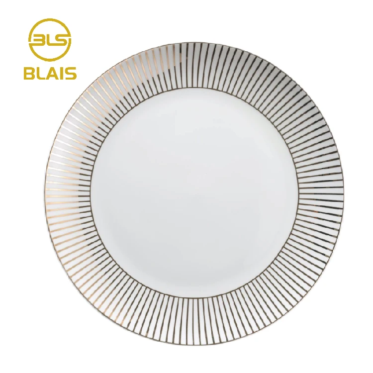 black stripe porcelain plate set dinnerware set with golden rim, ceramic wedding bread dessert dinner charger dishes