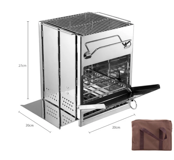 Heating Stove Folding Portable Outdoor Camping Cookout Stainless Steel Barbecue Wood Stove  for camping