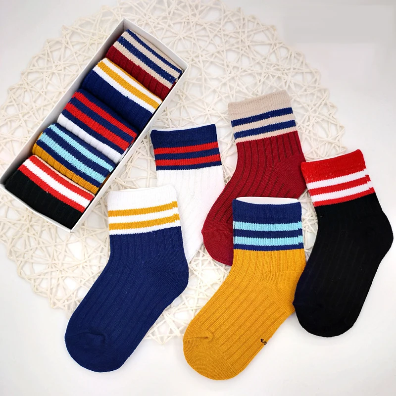 Knitting high quality organic socks crew ankle set kids socks