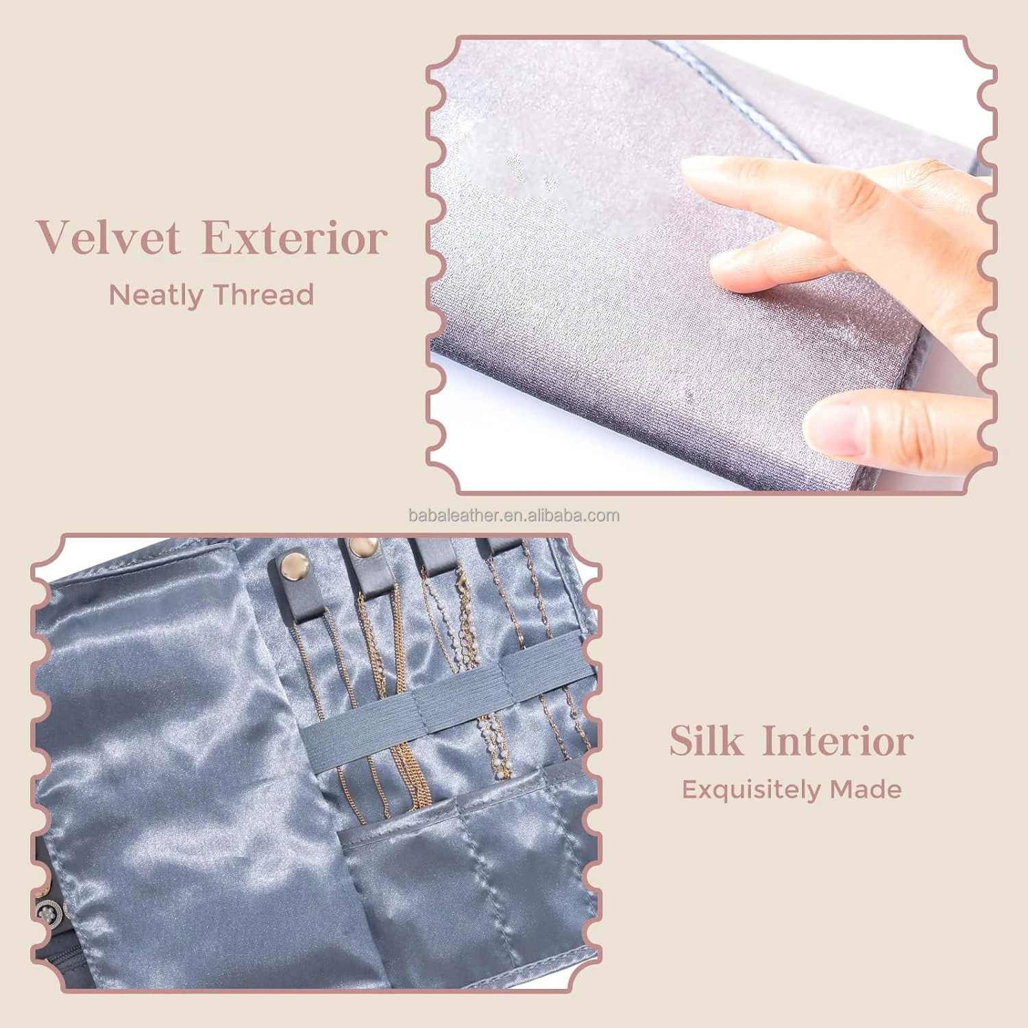 Foldable Velvet Jewellery Pouch Travel Roll Jewelry Organizer for Rings Earrings Necklaces Watch Jewelry Wallet Envelope Clutch