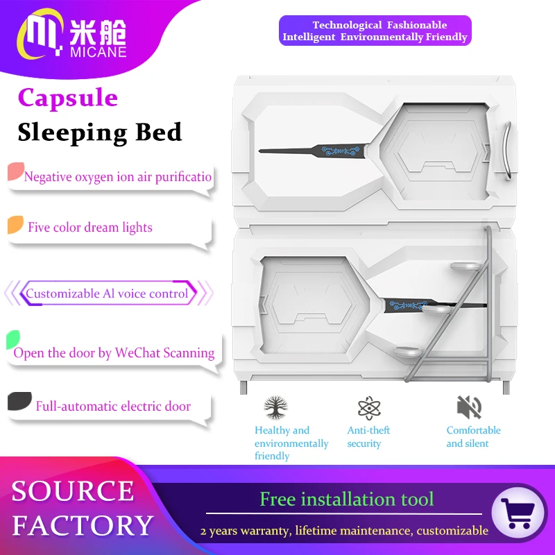 Modern Japanese Hotel Apartment Loft Sleepbox Beds Capsule Double Bed Sleep Pod