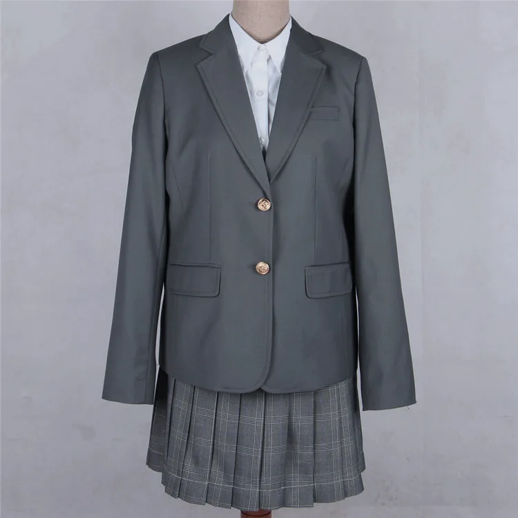Custom LOGO high school girls school uniform blazer fashion UK style grey school blazer