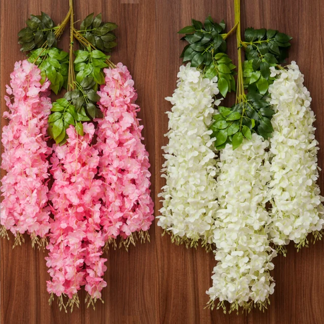 Silk Long Hanging Bush Flowers String Silk Wisteria Garland Flowers Home Party Wedding Decor