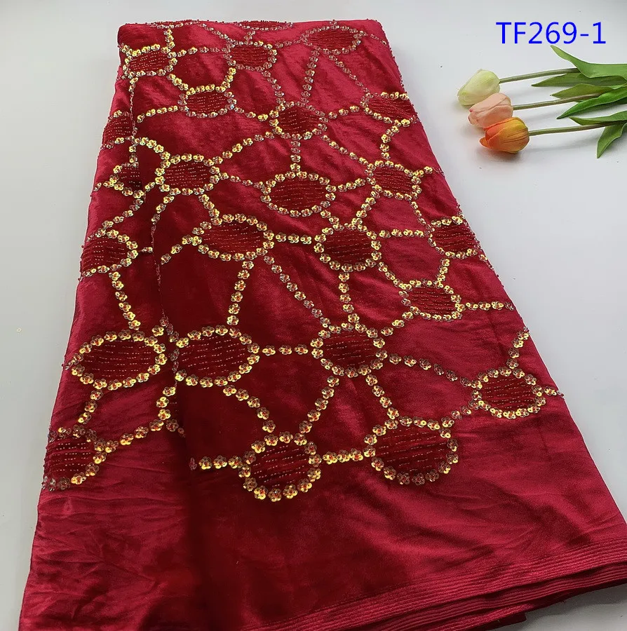 New design french lace  high quality fashion velvet lace with beads sequins for party