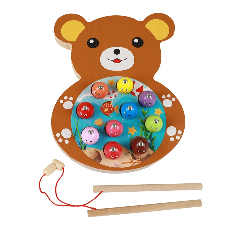 Wooden Animal Number Games Magnetic Fishing Early Childhood Education